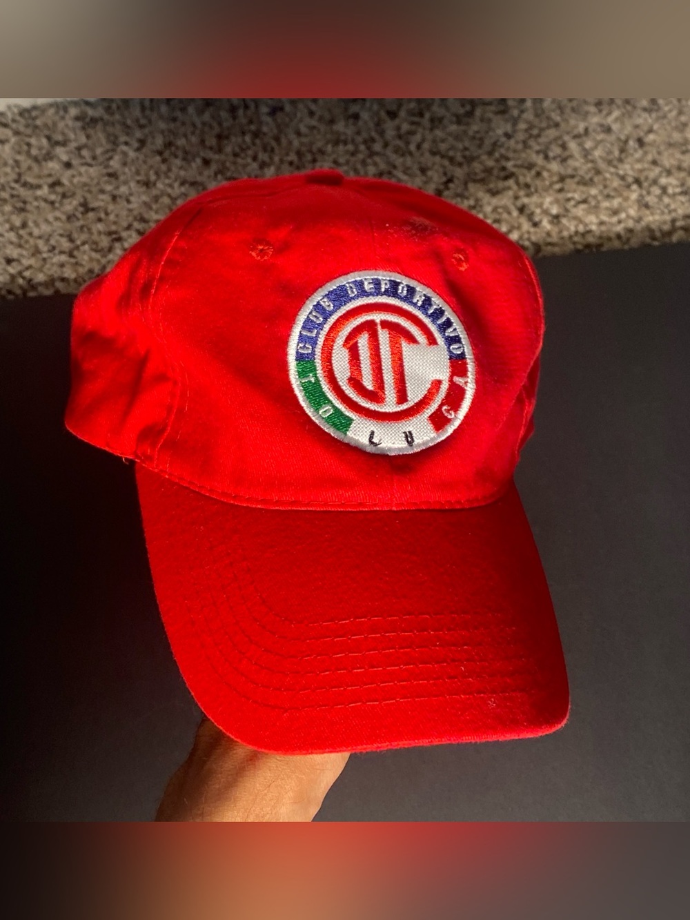Toluca “Siempre Diablos” Cap Adjustable Strap Red Embroidered Logo Liga MX